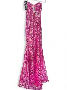 New in tag: One-of-a-kind Jovani Fuchsia Ombré Sequin Strapless Mermaid Gown